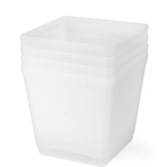 4pk NEW White/Clear Cube Utility Storage Bins 88oz. 6”x6” - Picture 1 of 3